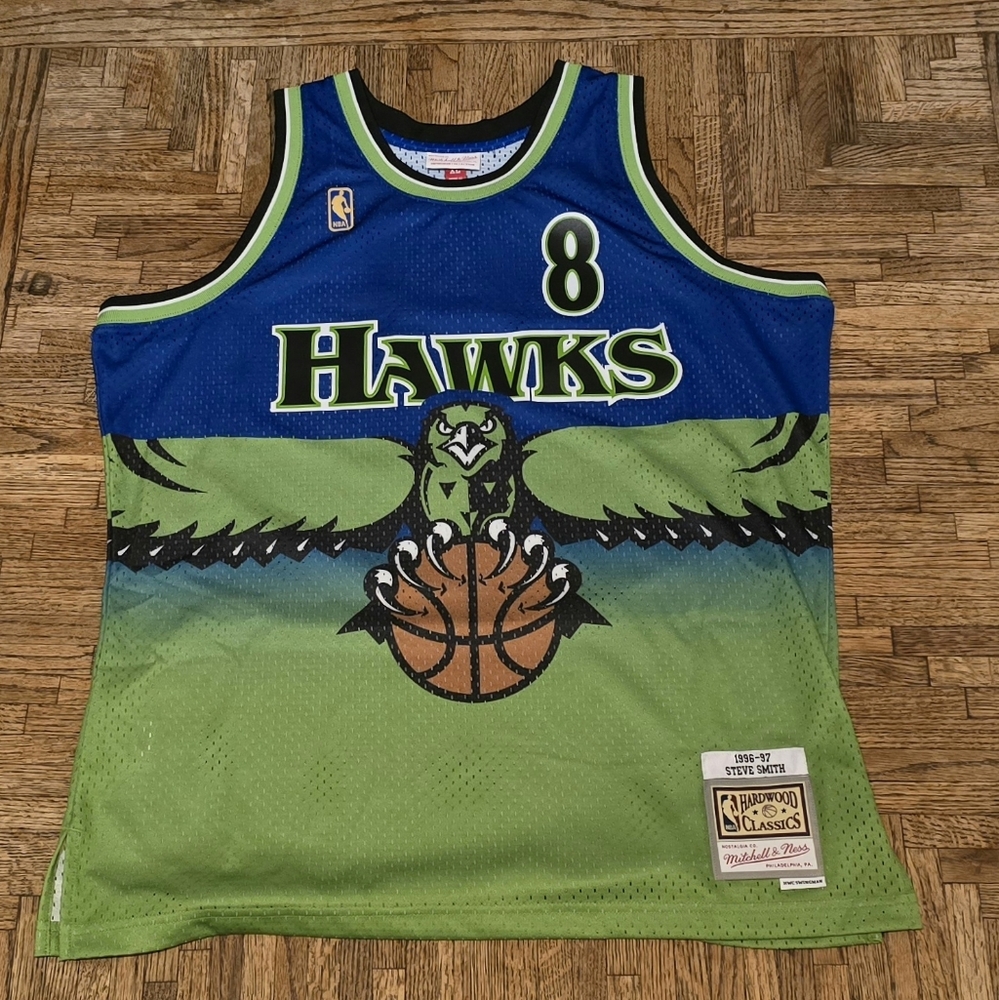 1996-97 Steve Smith #8 Hawks Mens Mitchell & Ness Swingman Jersey Sz XllL